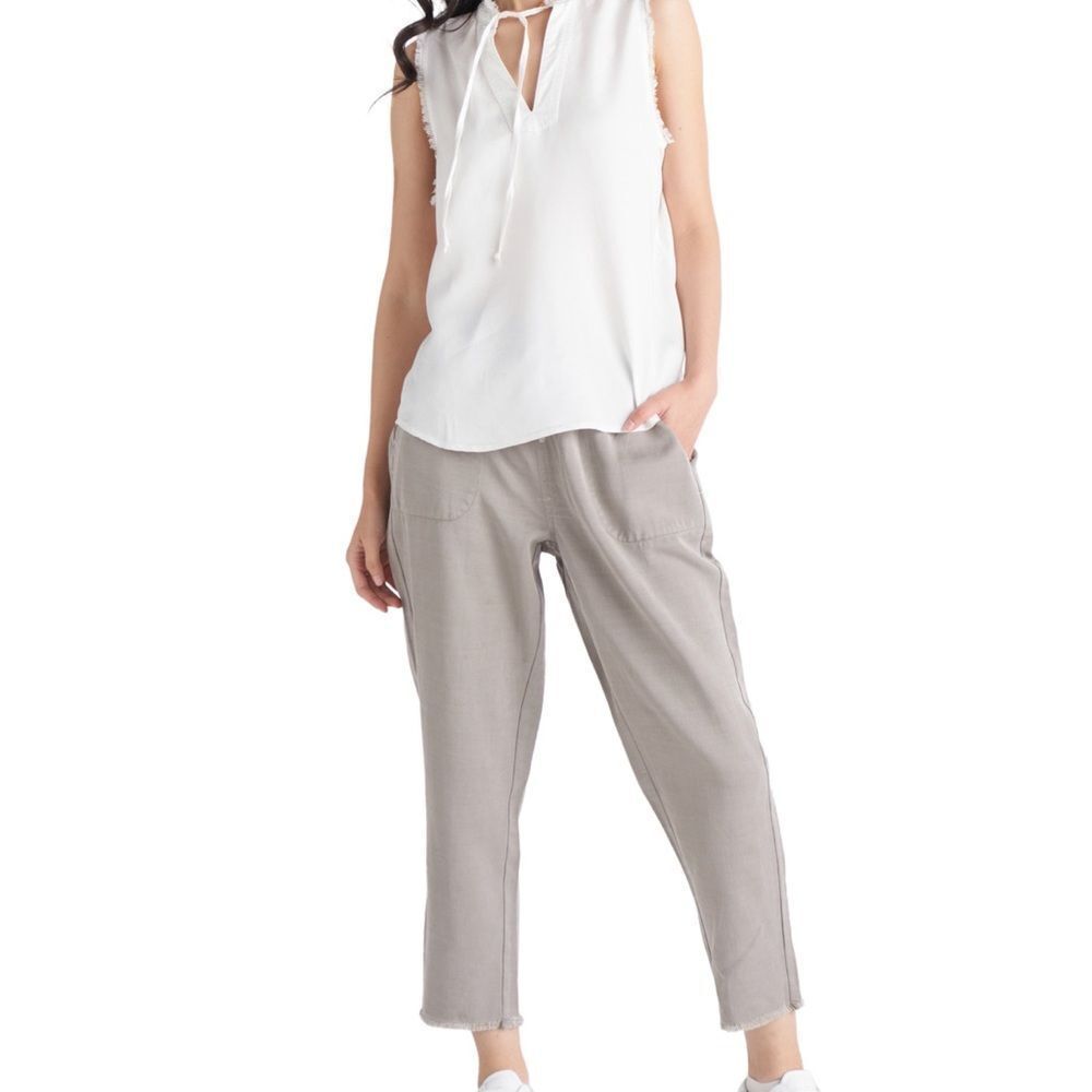 BLACK TAPE WOMEN'S FRAYED-HEM PULL-ON JOGGERS‎ IN SUPER LIGHT SAGE WASH XXL NWT